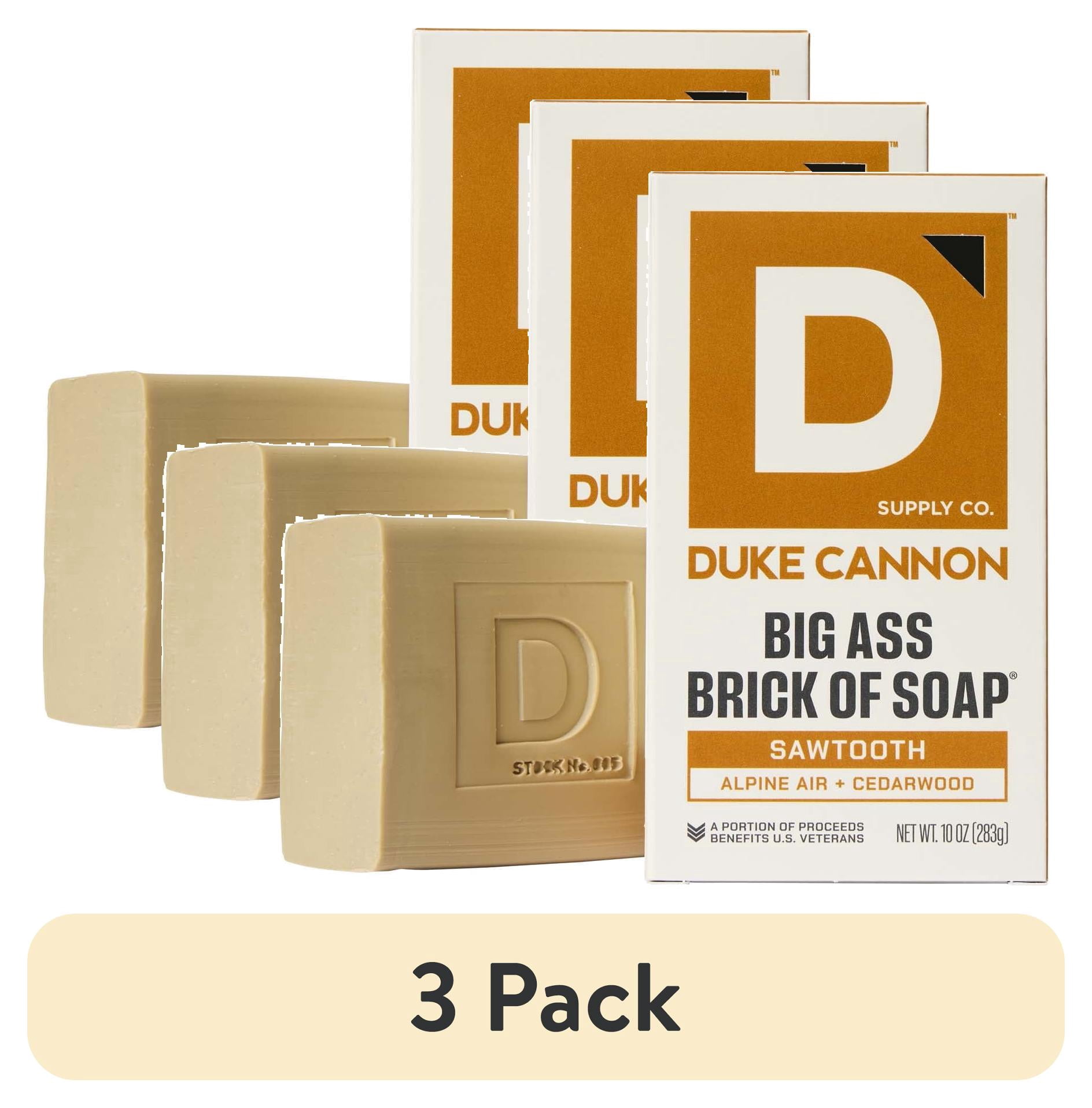 (3 pack) Duke Cannon Big Ass Brick of Soap® for Men, Sawtooth, 10 oz Bar Soap
