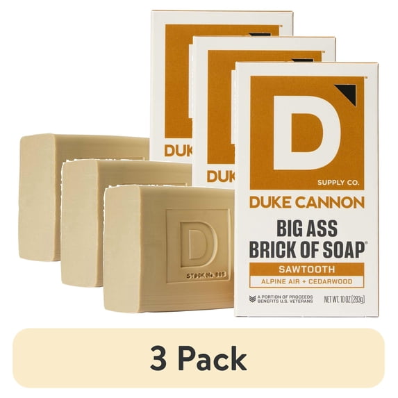 (3 pack) Duke Cannon Big Ass Brick of Soap® for Men, Sawtooth, 10 oz Bar Soap