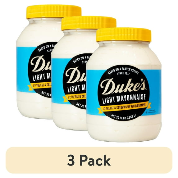 (3 pack) Duke's Mayonnaise, Light Mayo - 30 oz Jar