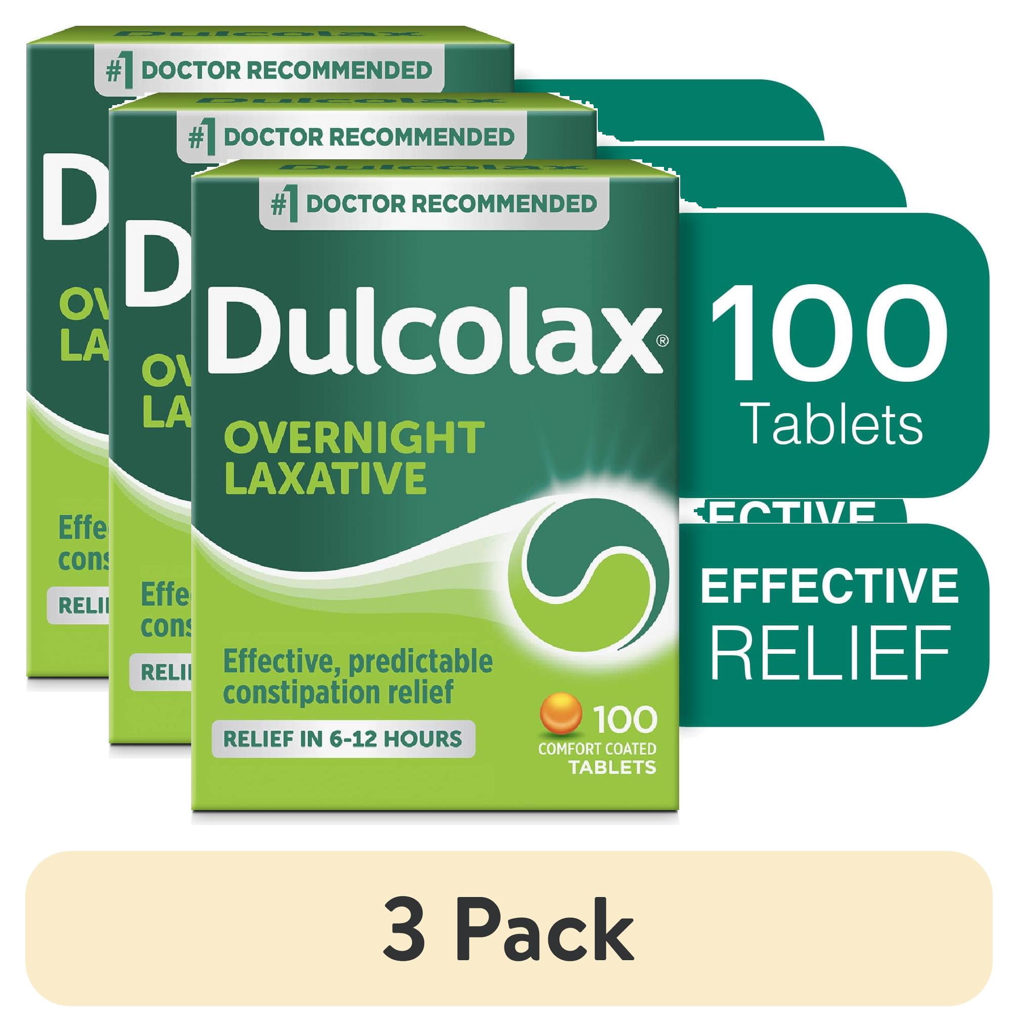 (3 pack) Dulcolax Stimulant Laxative Tablets, Effective & Predictable Overnight Relief, Bisacodyl 5 mg (100ct)