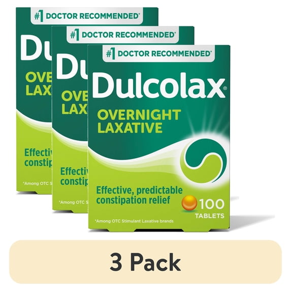 (3 pack) Dulcolax Bisacodyl Stimulant Laxative Pills for Overnight Constipation Relief, 5 mg, 100 Tablets
