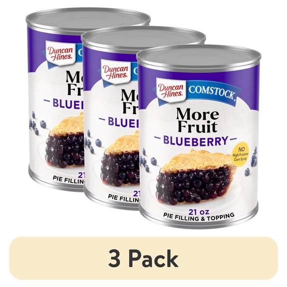 (3 pack) Duncan Hines Comstock More Fruit Blueberry Pie Filling and Topping, 21 oz.