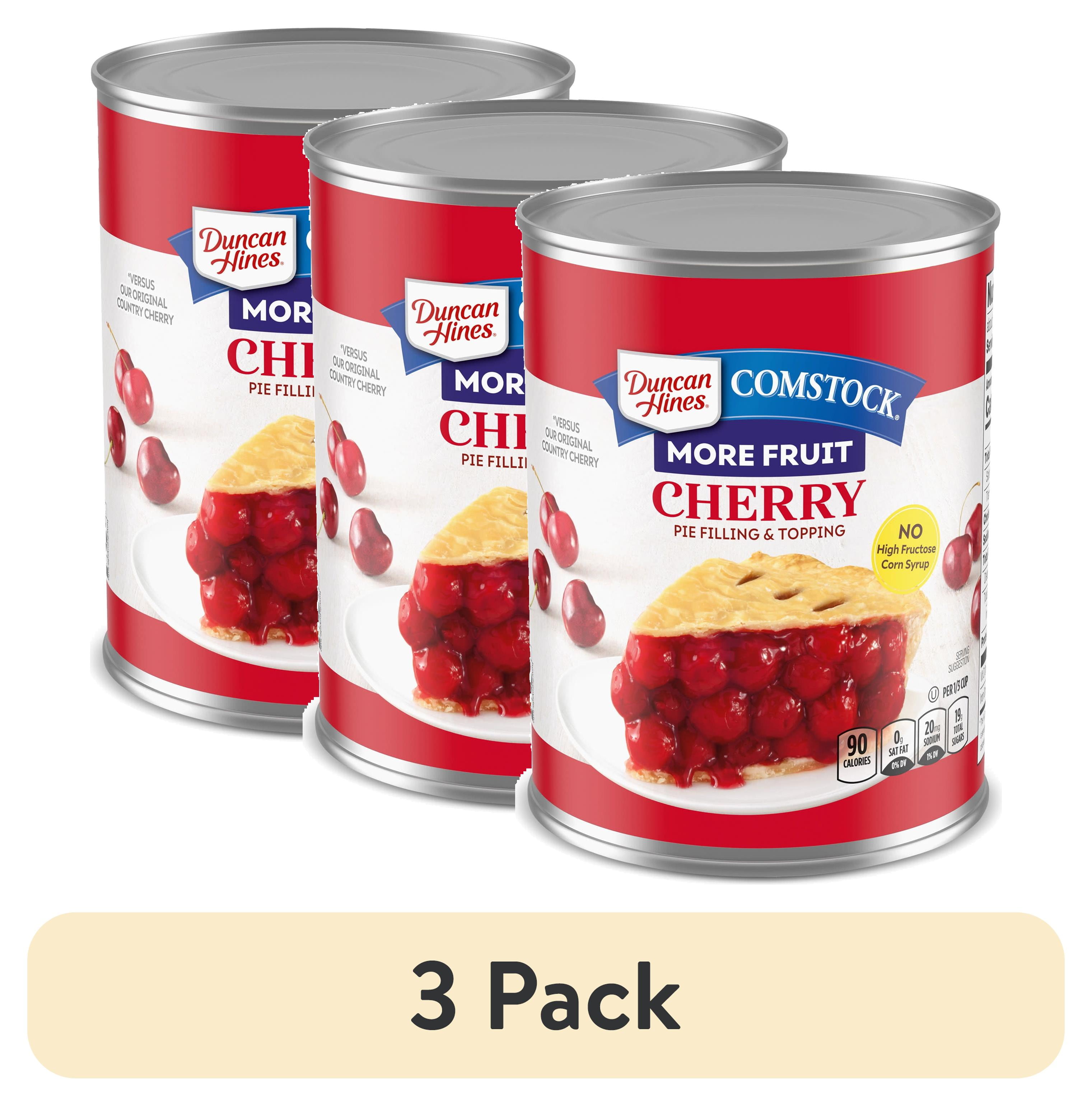 (3 pack) Duncan Hines Comstock More Fruit Cherry Pie Filling and Topping, 21 oz.