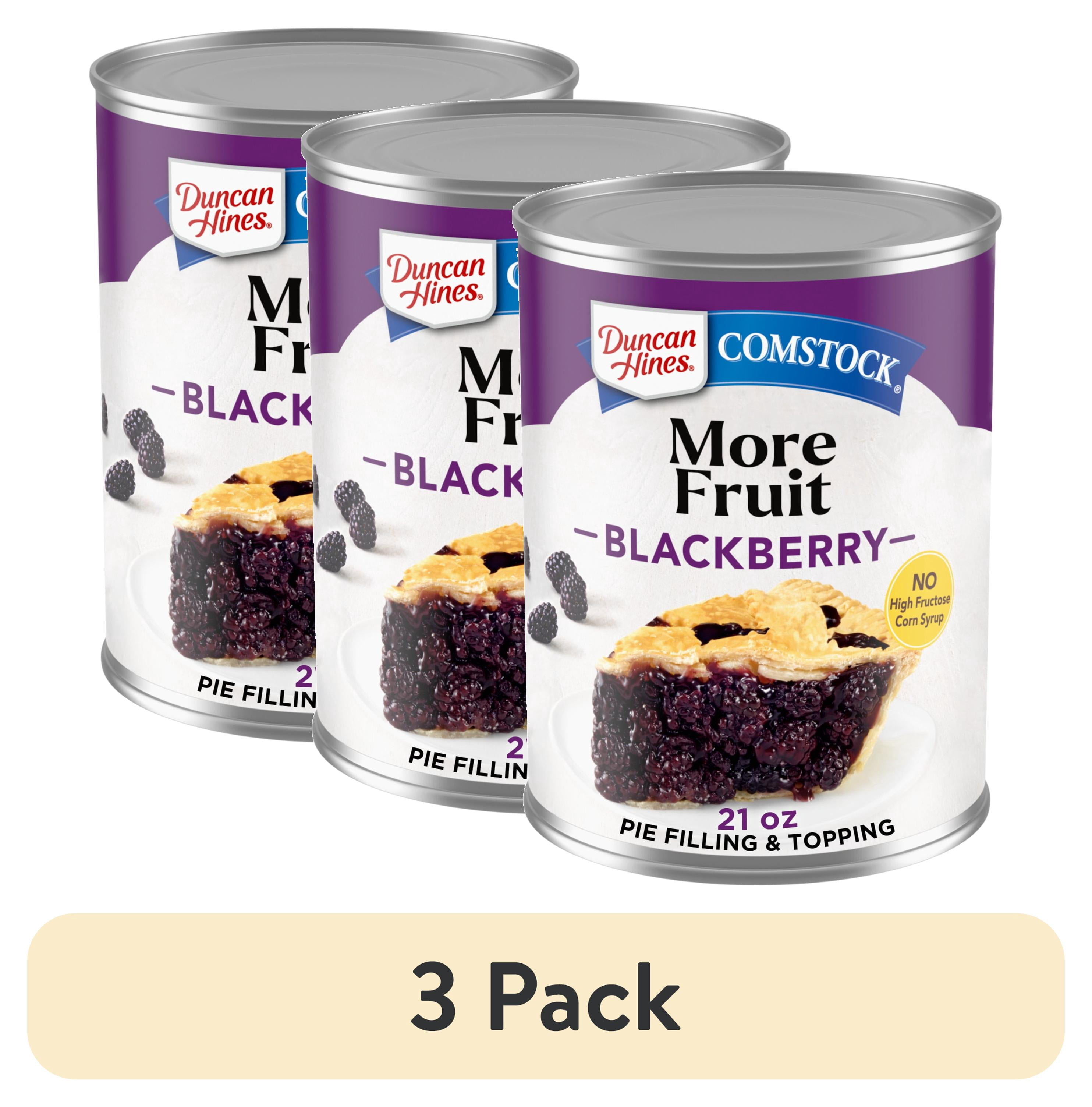 (3 pack) Duncan Hines Comstock More Fruit, Blackberry Pie Filling and Topping, Ready to Use, 21 oz.