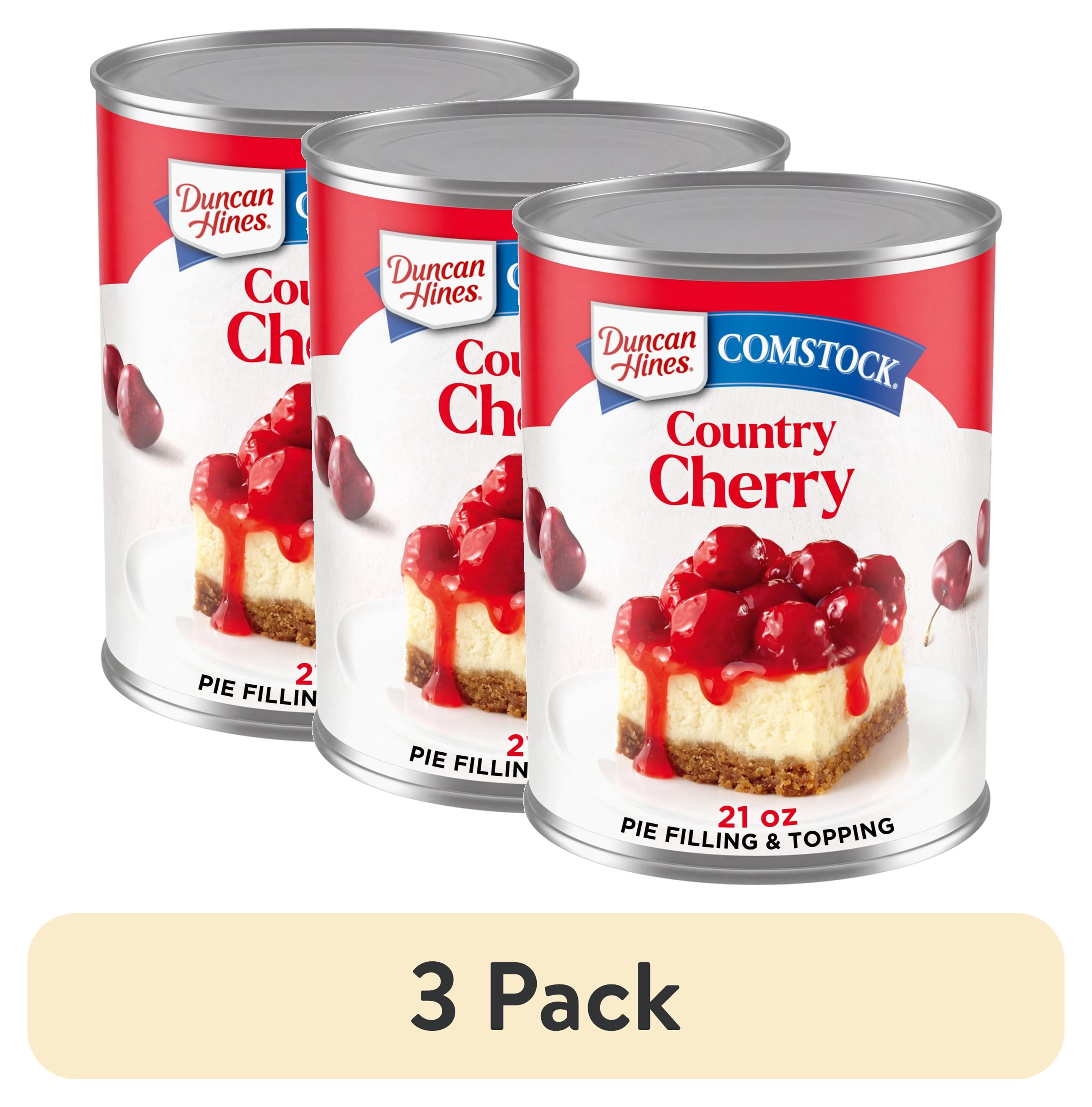 (3 pack) Duncan Hines Comstock, Cherry Pie Filling and Topping, Ready to Use, 21 oz.