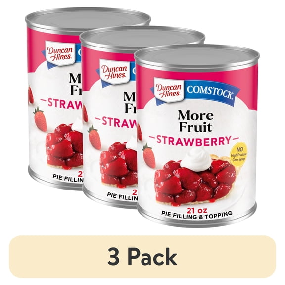(3 pack) Duncan Hines Comstock, Premium Strawberry Pie Filling & Topping, Ready to Use, 21 oz.