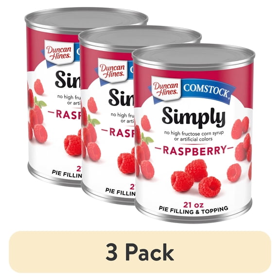 (3 pack) Duncan Hines Comstock Raspberry Pie Filling and Topping, 21 oz.
