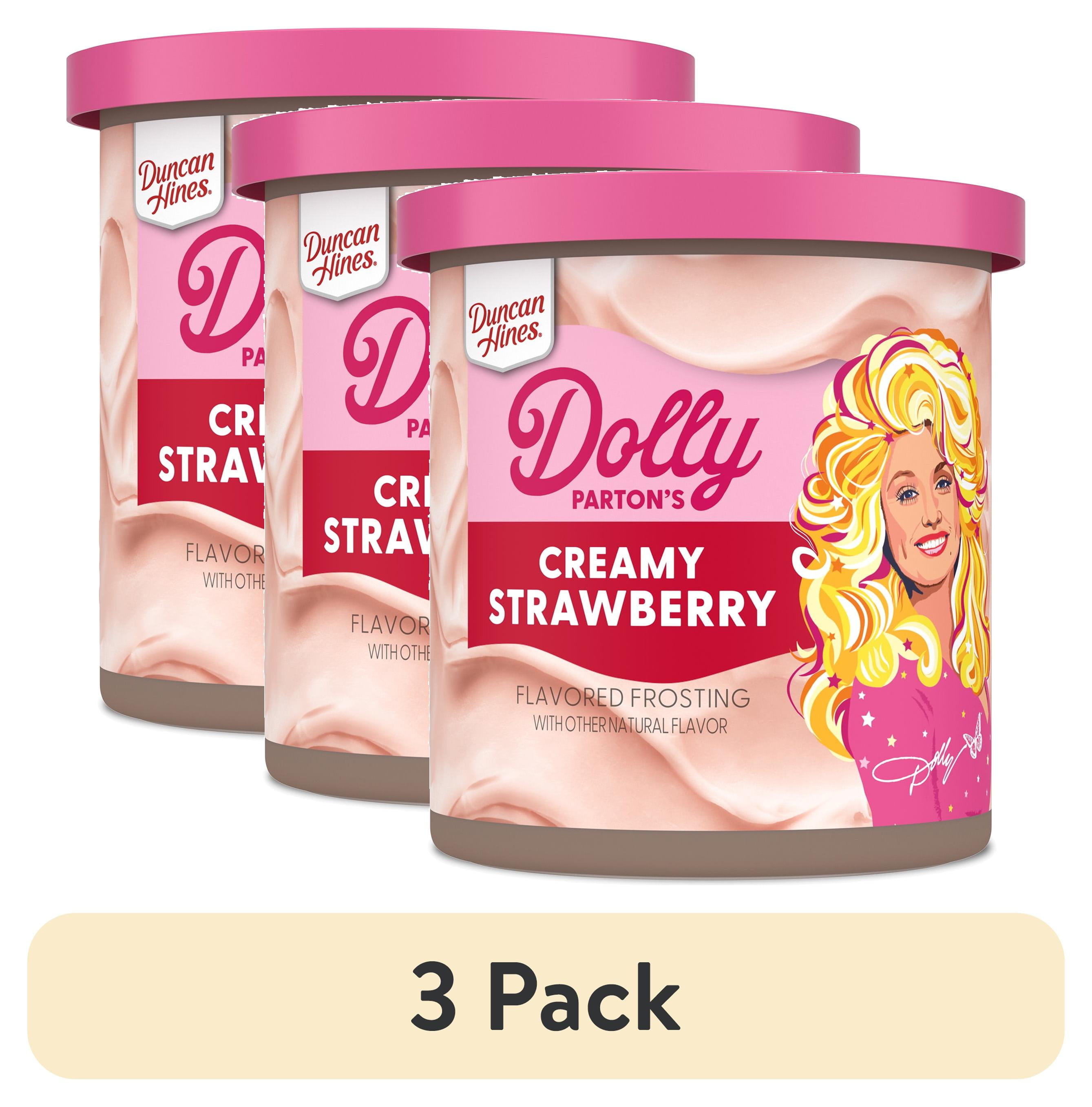 (3 pack) Duncan Hines Dolly Parton's Creamy Strawberry Flavored Frosting, 16 oz.