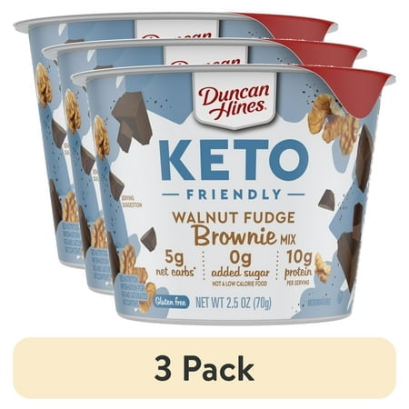 (3 pack) Duncan Hines Keto Friendly Brownie Mix, Walnut Fudge, 2.5 oz.