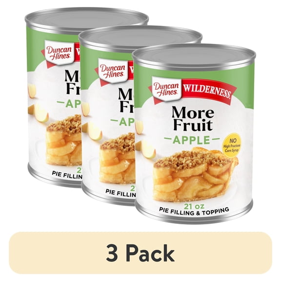(3 pack) Duncan Hines Wilderness More Fruit, Apple Pie Filling and Topping, Ready to Use, 21 oz.