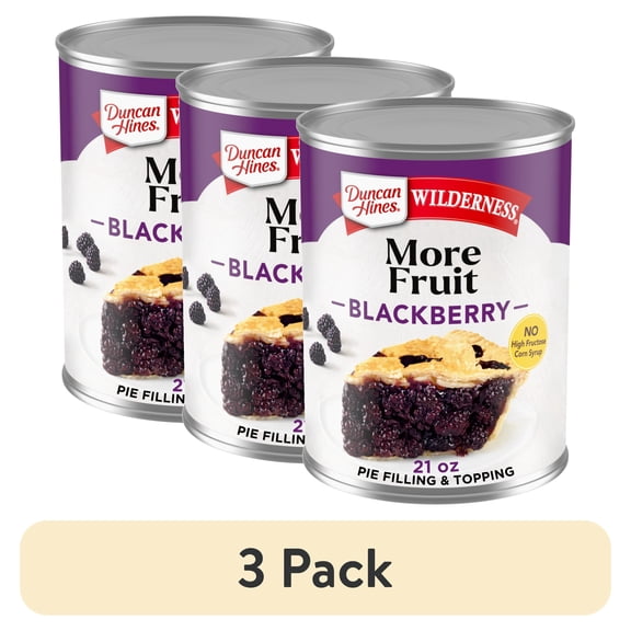 (3 pack) Duncan Hines Wilderness More Fruit Blackberry Pie Filling and Topping, 21 oz.