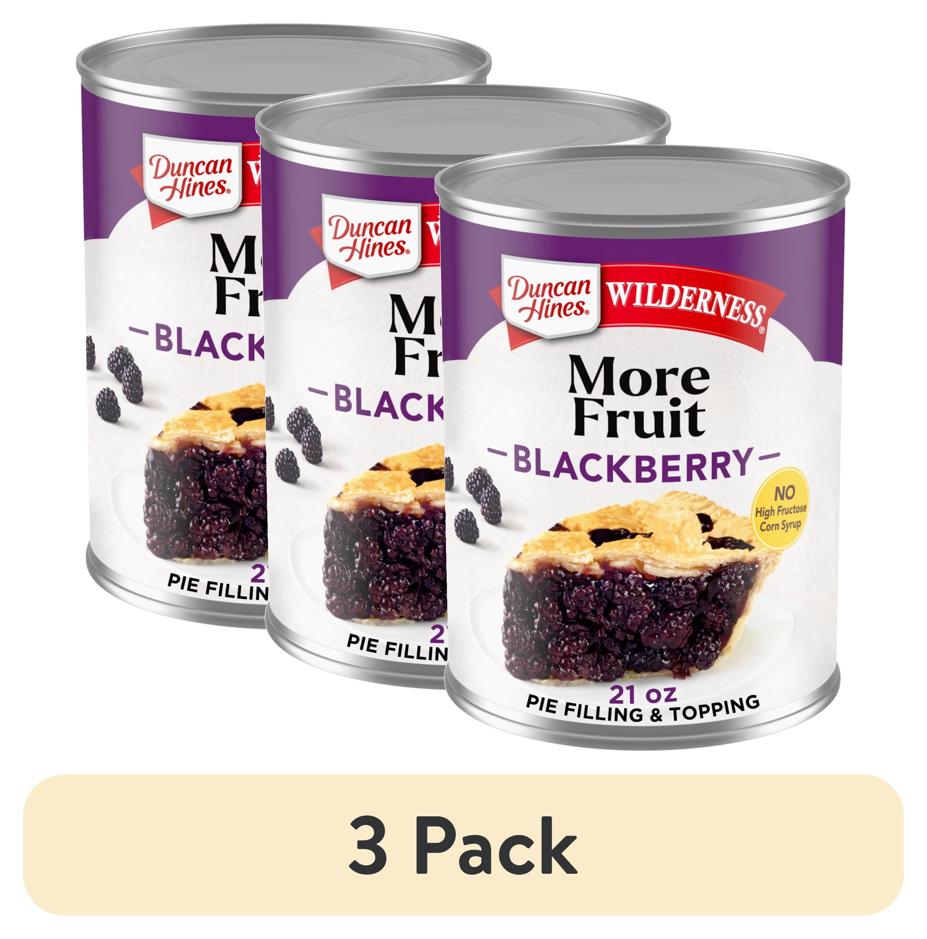 (3 pack) Duncan Hines Wilderness More Fruit, Blackberry Pie Filling and Topping, Ready to Use, 21 oz.
