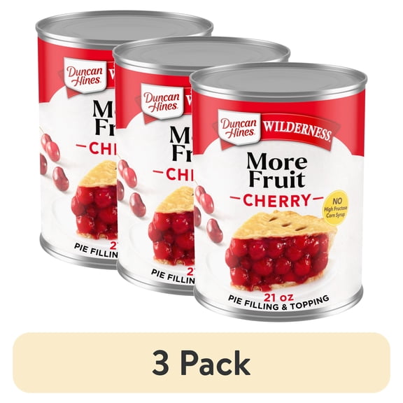 (3 pack) Duncan Hines Wilderness More Fruit, Cherry Pie Filling and Topping, Ready to Use, 21 oz.