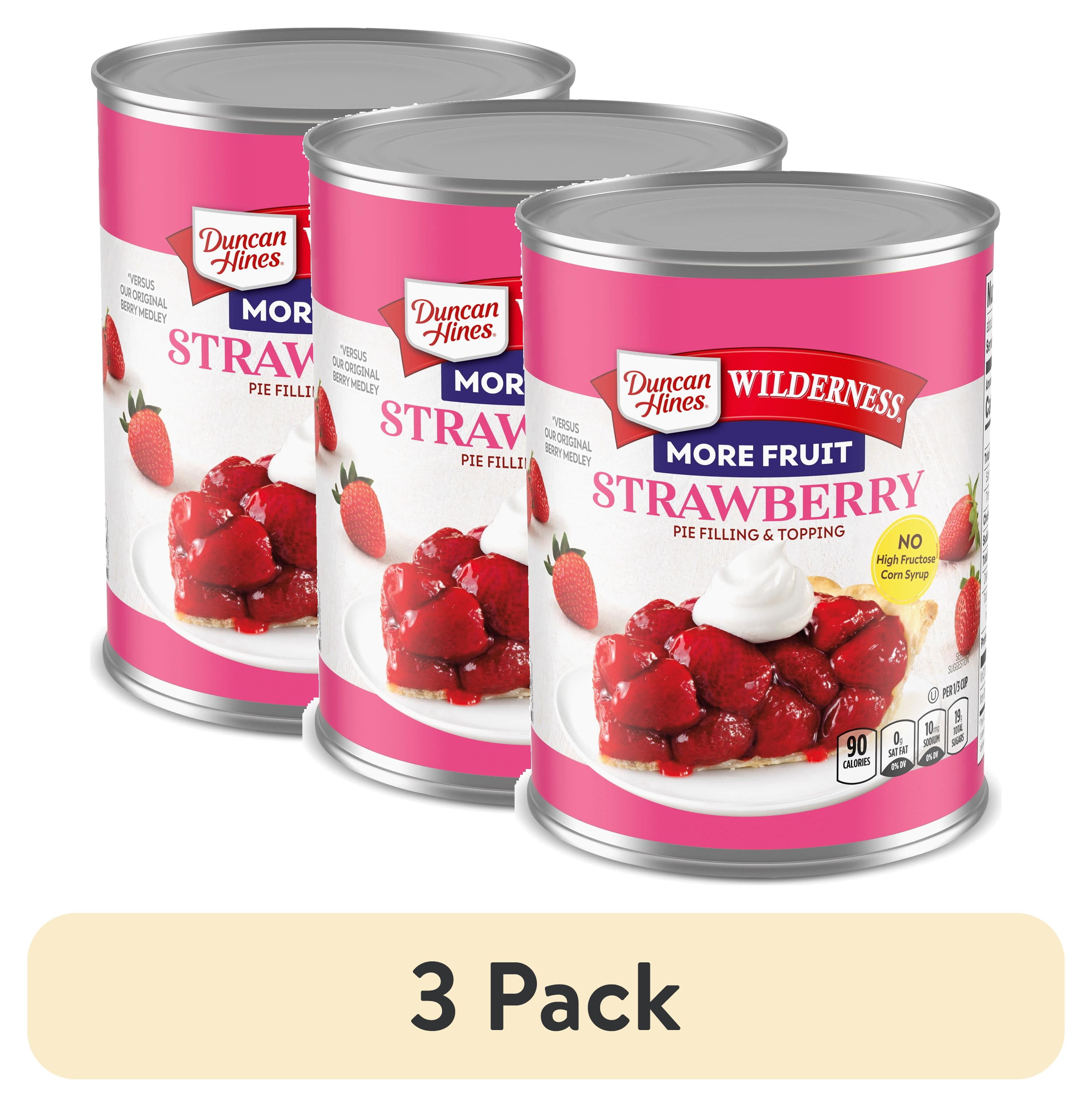 (3 pack) Duncan Hines Wilderness More Fruit Strawberry Pie Filling and Topping, 21 oz.