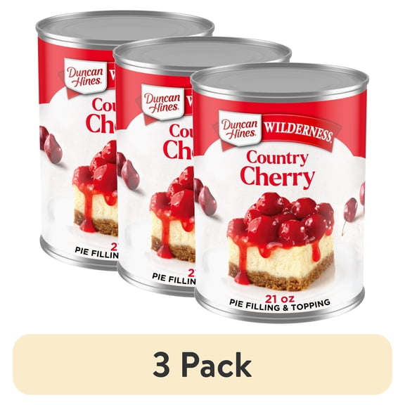 (3 pack) Duncan Hines Wilderness, Country Cherry Pie Filling and Topping, Ready to Use, 21 oz.