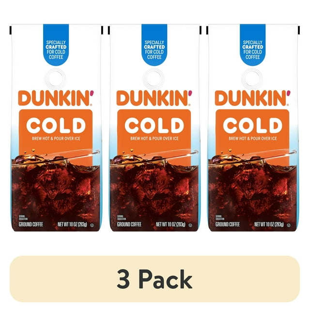 (3 pack) Dunkin’ Cold Ground Coffee, 10 oz Bag