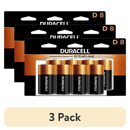 (3 pack) Duracell 1.5V Coppertop Alkaline D Batteries, 8 Pack