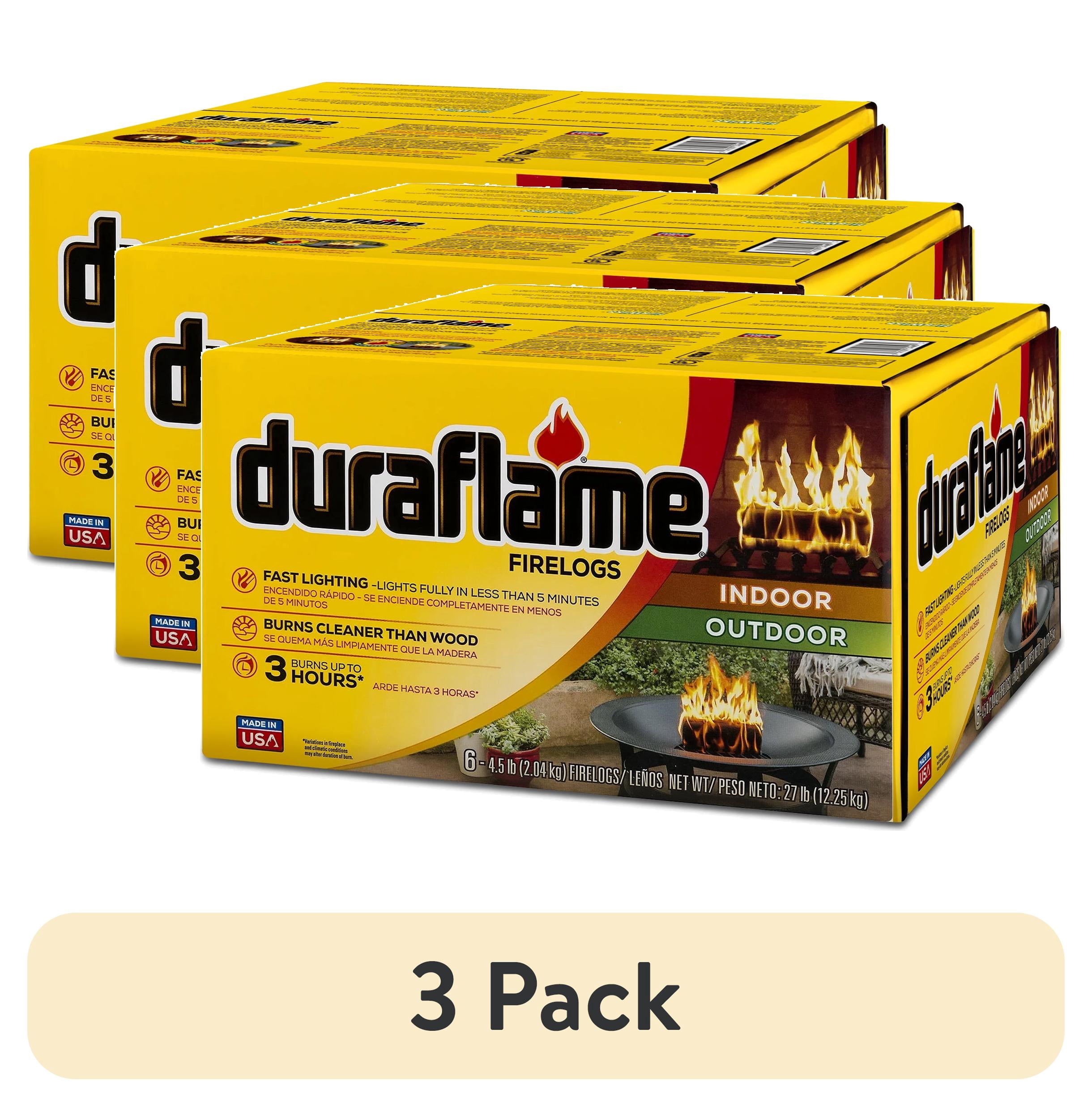 (3 pack) Duraflame 4.5 lb Firelogs, Indoor & Outdoor Fire Pit & Fireplace Logs, 3 Hour Burn, 6 Pack