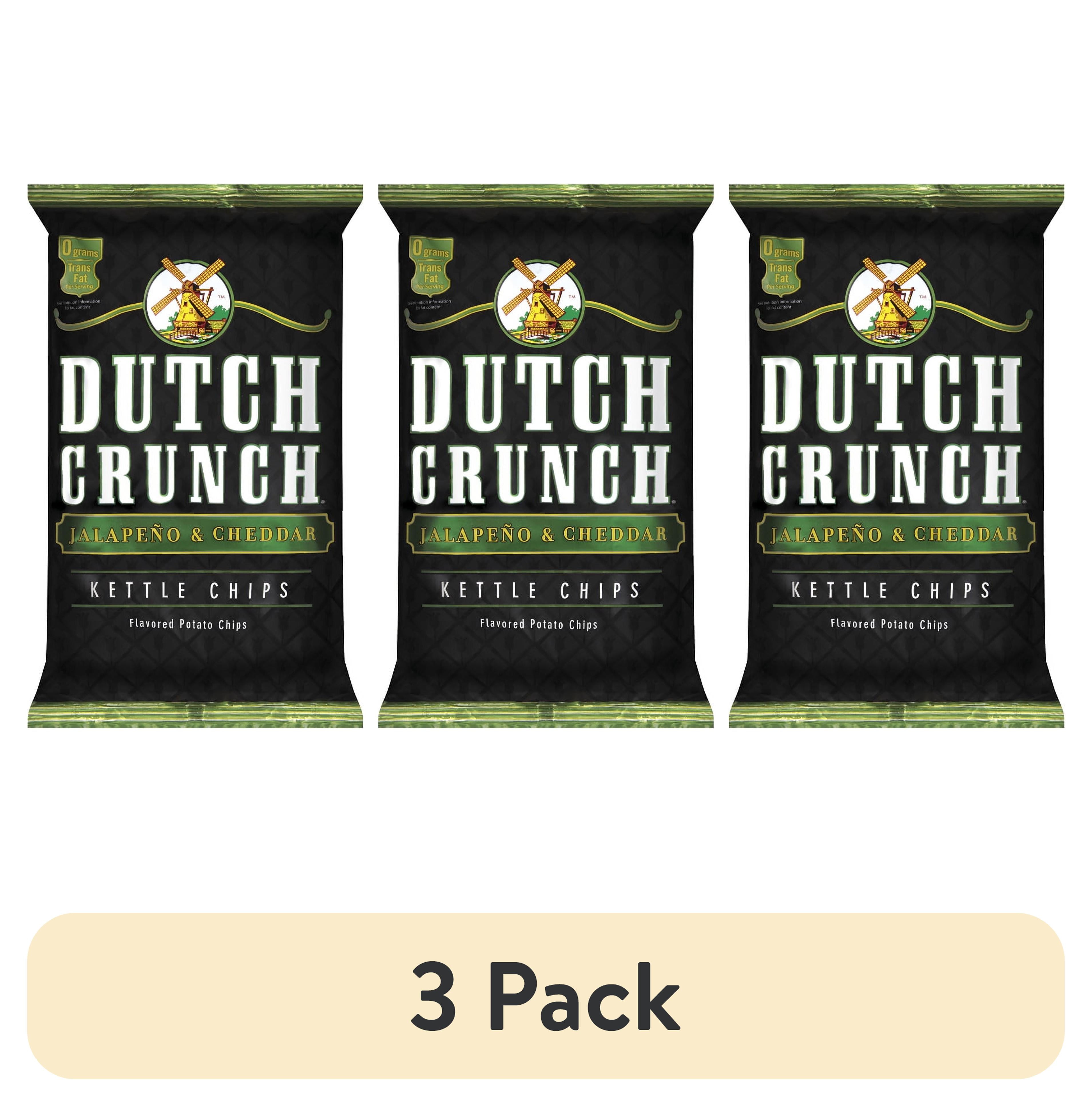 (3 pack) Dutch Crunch Jalapeno & Cheddar Kettle Cooked Potato Chips, 9 oz.