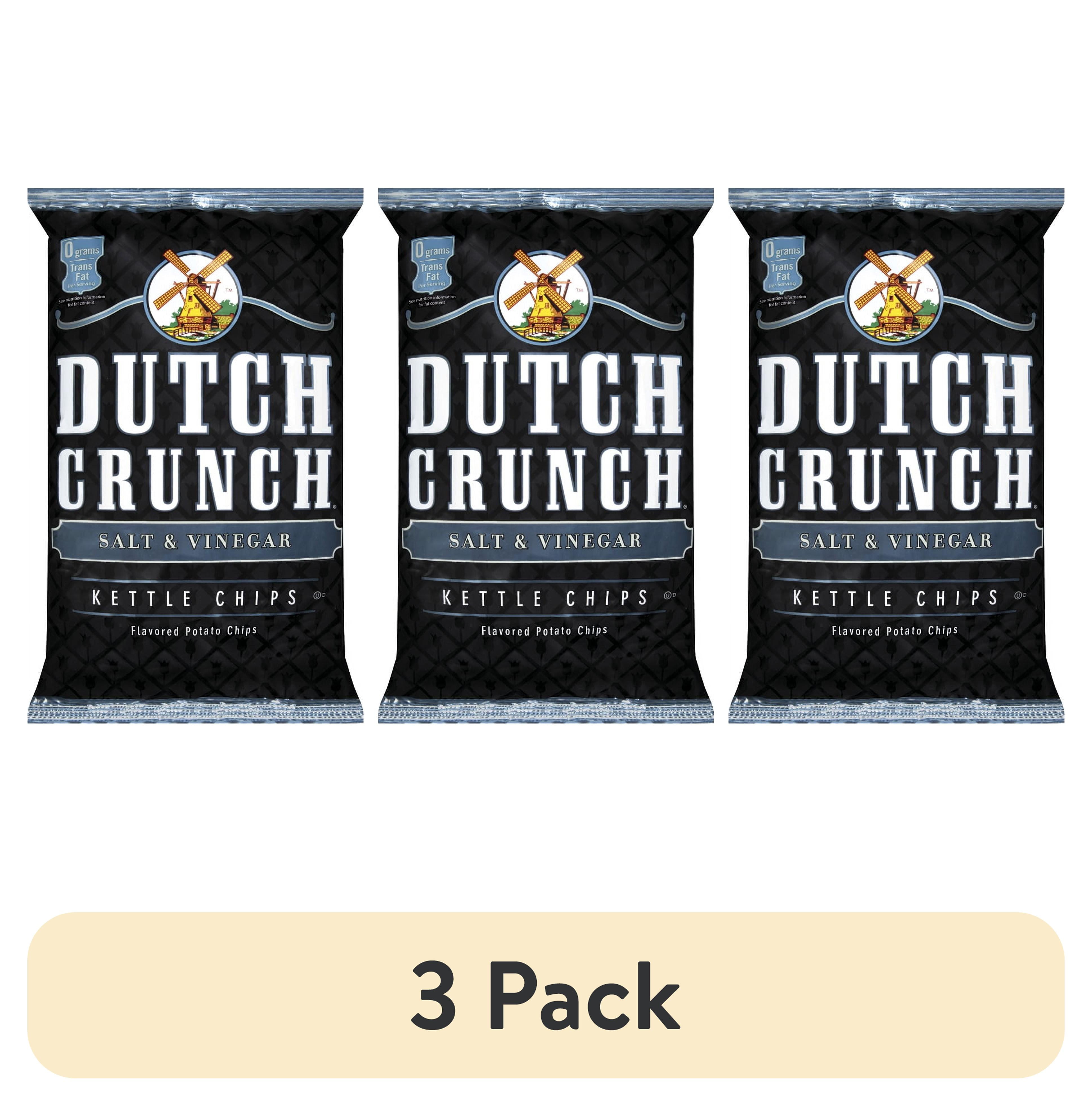 (3 pack) Dutch Crunch Salt & Vinegar Kettle Cooked Potato Chips, 9 oz.