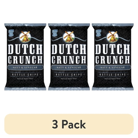 (3 pack) Dutch Crunch Salt & Vinegar Kettle Cooked Potato Chips, 9 oz.