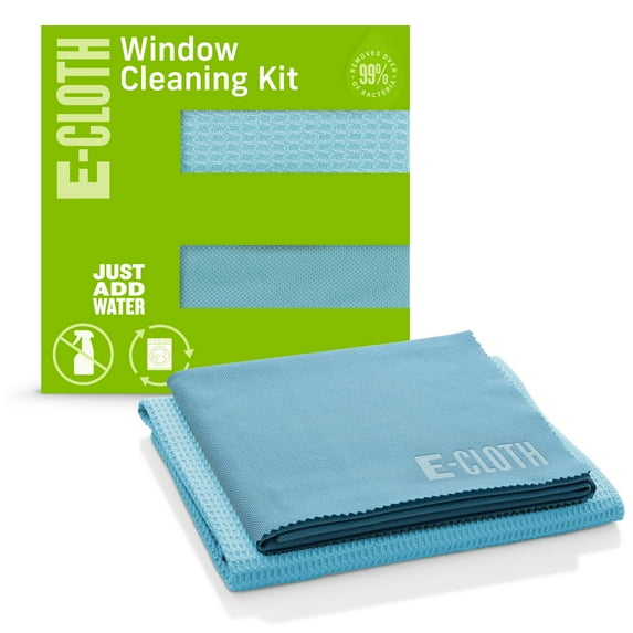 (3 pack) E-Cloth Window Scrubbing & Polishing Set, Microfiber, Alaskan Blue, 2 Cloth Set