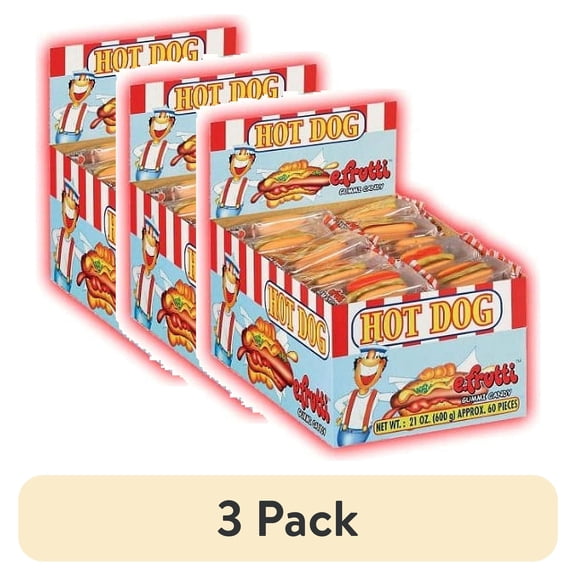 (3 pack) E-Frutti Gummy Hot Dogs, (Pack of 60)