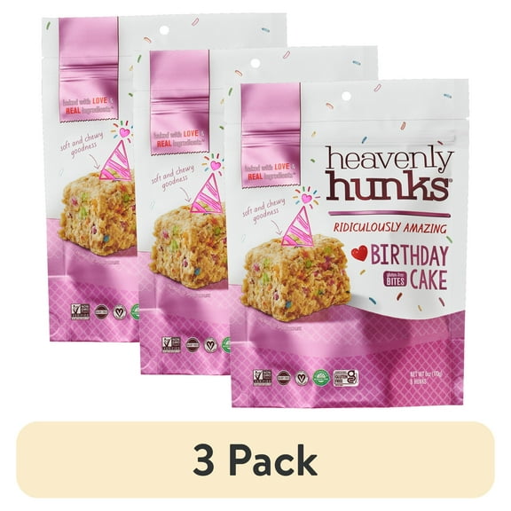 (3 pack) E & C's Snacks Heavenly Hunks Gluten Free, Vegan Baked Birthday Cake Cookies, 6 oz, 6 Count