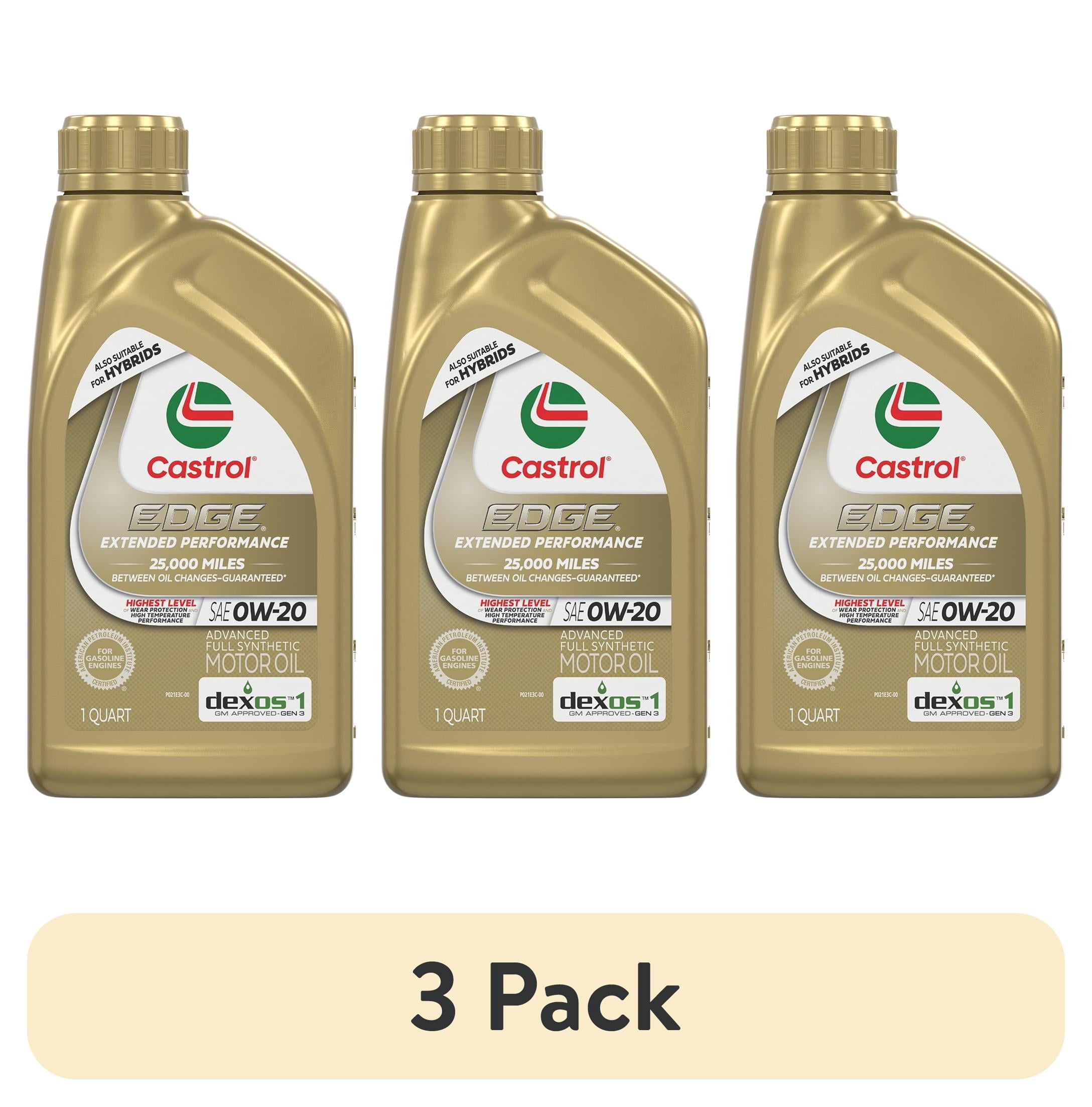 (3 pack) Castrol EDGE Extended Performance 0W-20  Advanced Full Synthetic Motor Oil, 1 Quart