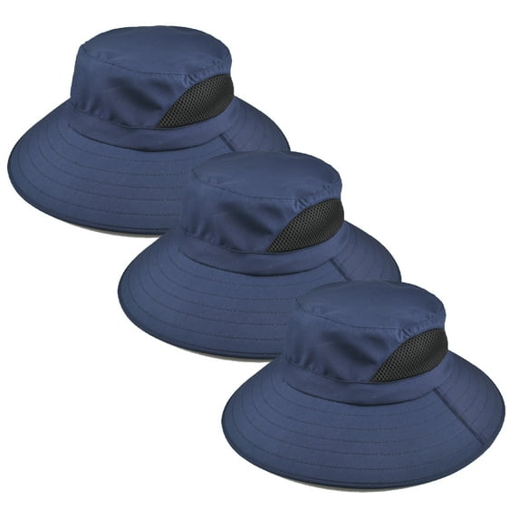 (3 pack) EINSKEY Sun Hat for Men Women,Wide Brim Bucket Hat Blue,Waterproof Polyester Boonie Fishing Hiking