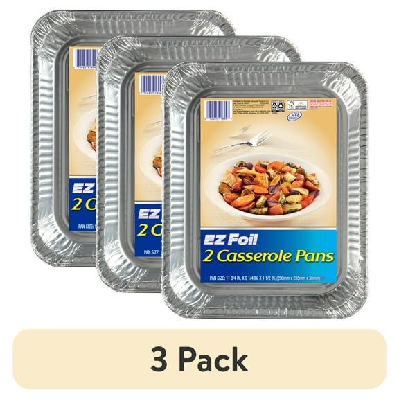 (3 pack) EZ Foil Disposable Casserole Pans, 11.75 x 9.25 in., 2 Count
