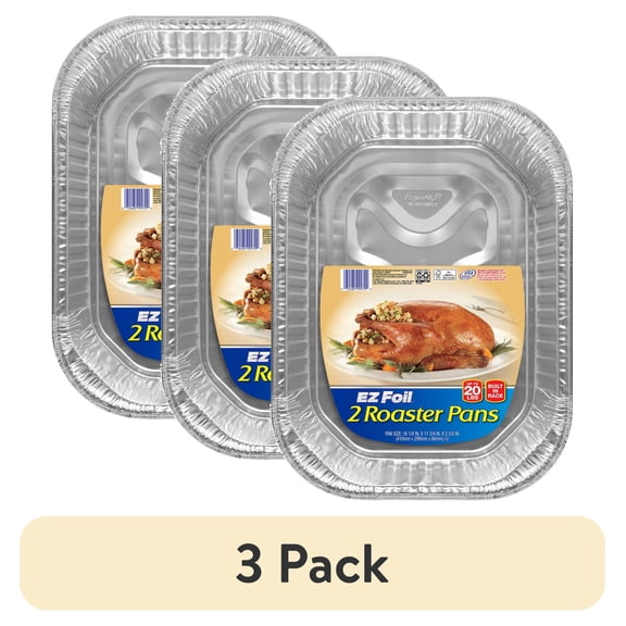 (3 pack) EZ Foil 20 LB Disposable Roasting Pans, 16 x 11.75 x 2.5 in., 2 Count