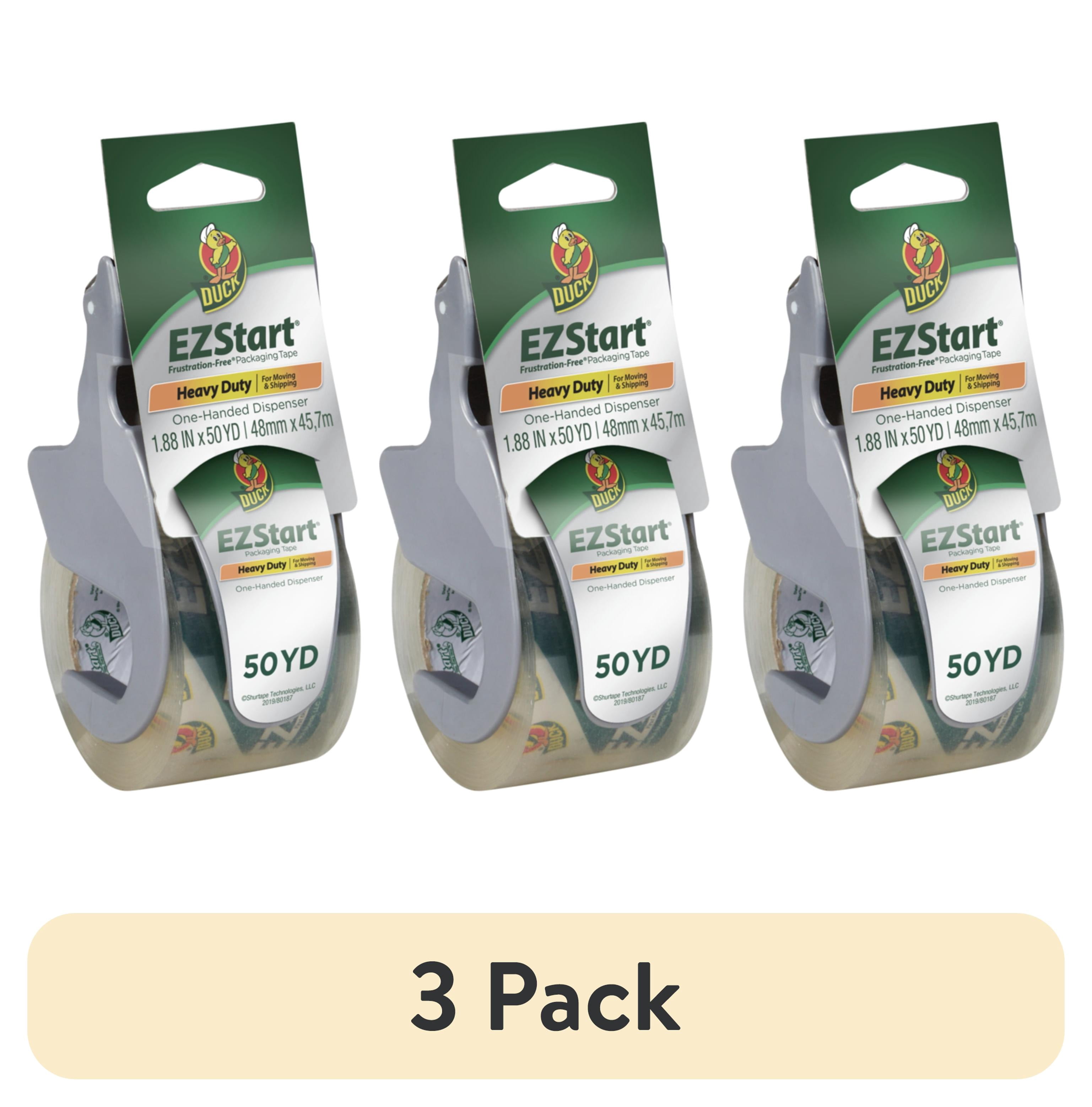 (3 pack) Duck Brand EZ Start Packing Tape with Manual Dispenser, Clear, 1.88 in.  x 50 yd.