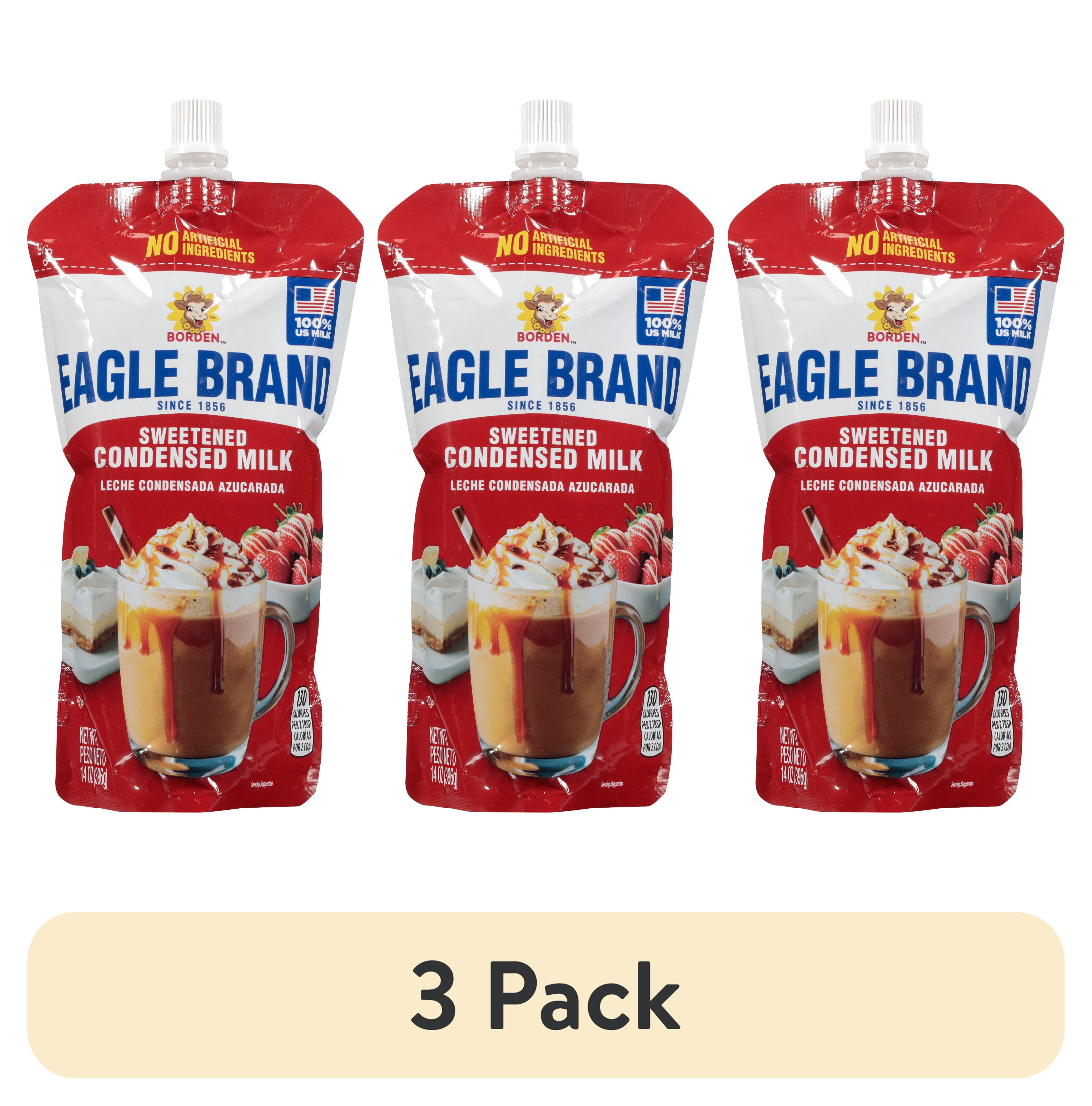 (3 pack) Eagle Brand Sweetened Condensed Milk, 100% US Milk, Gluten Free, 14 oz Resealable Pouch