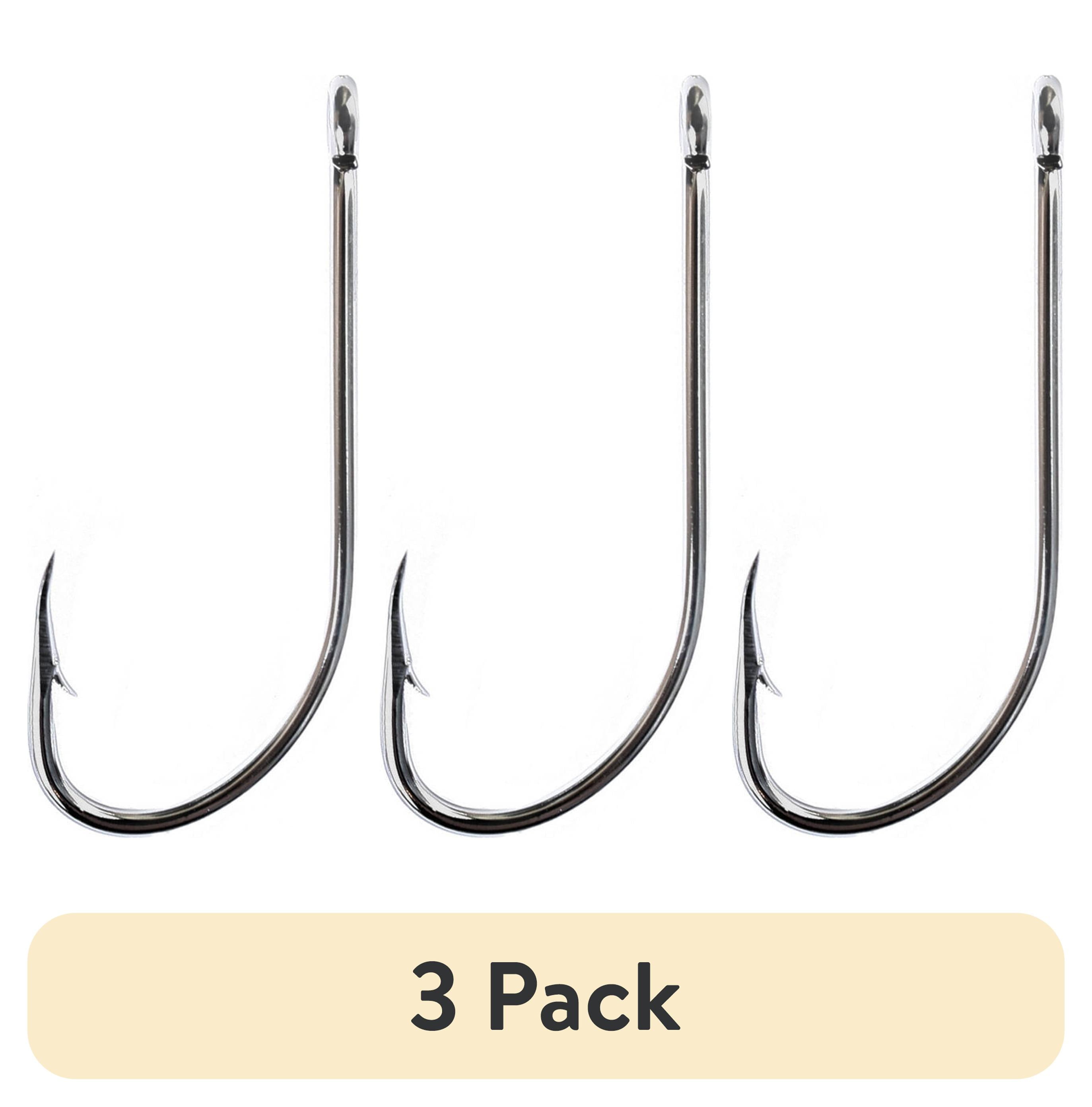 (3 pack) Eagle Claw 085AH-2 Plain Shank Offset Hook, Nickel, Size 2, 10 Pack