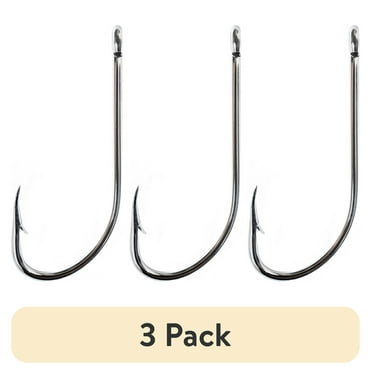 (3 pack) Eagle Claw 085AH-2 Plain Shank Offset Hook, Nickel, Size 2, 10 Pack