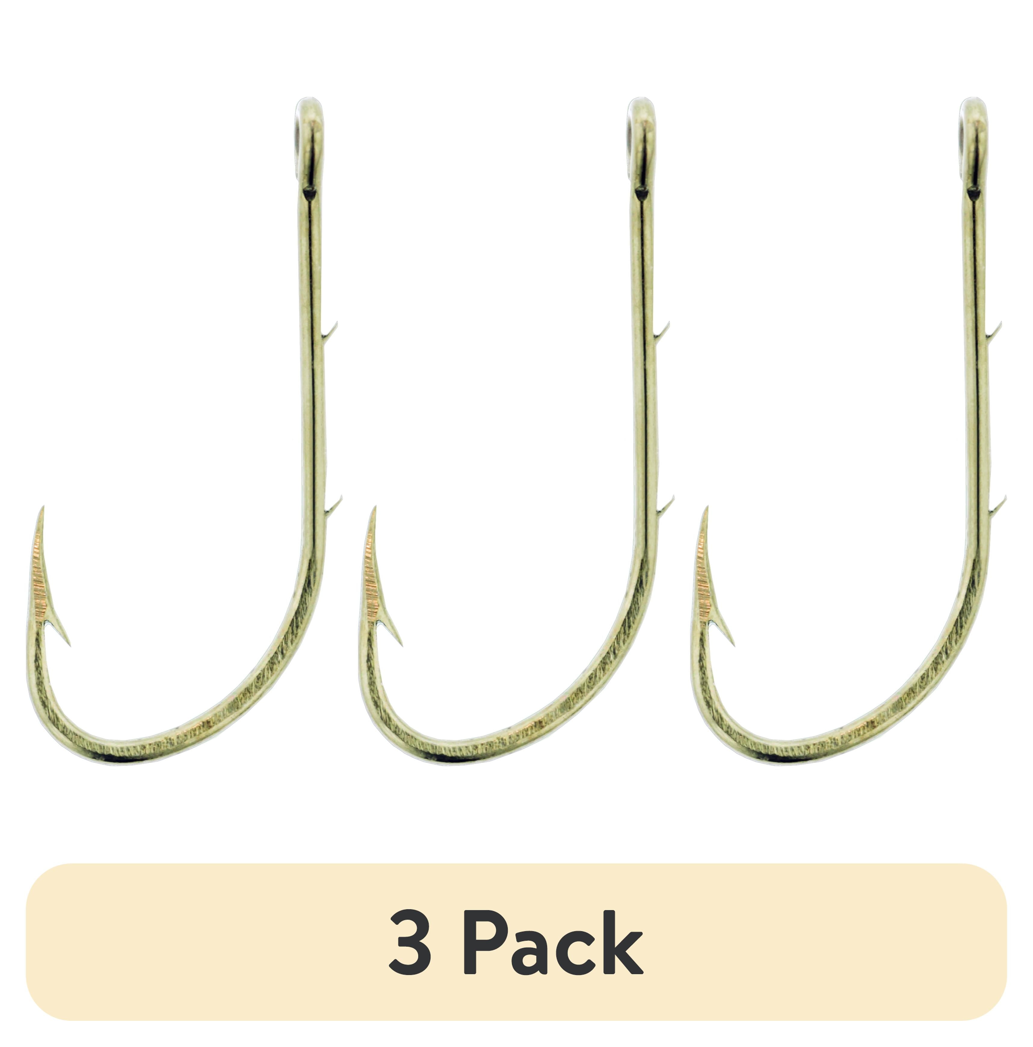 (3 pack) Eagle Claw 186AH-1/0 Baitholder 2-Slice Offset Hook, Bronze, Size 1/0