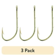 (3 pack) Eagle Claw 186AH-2 Baitholder 2-Slice Offset Hook, Bronze, Size 2