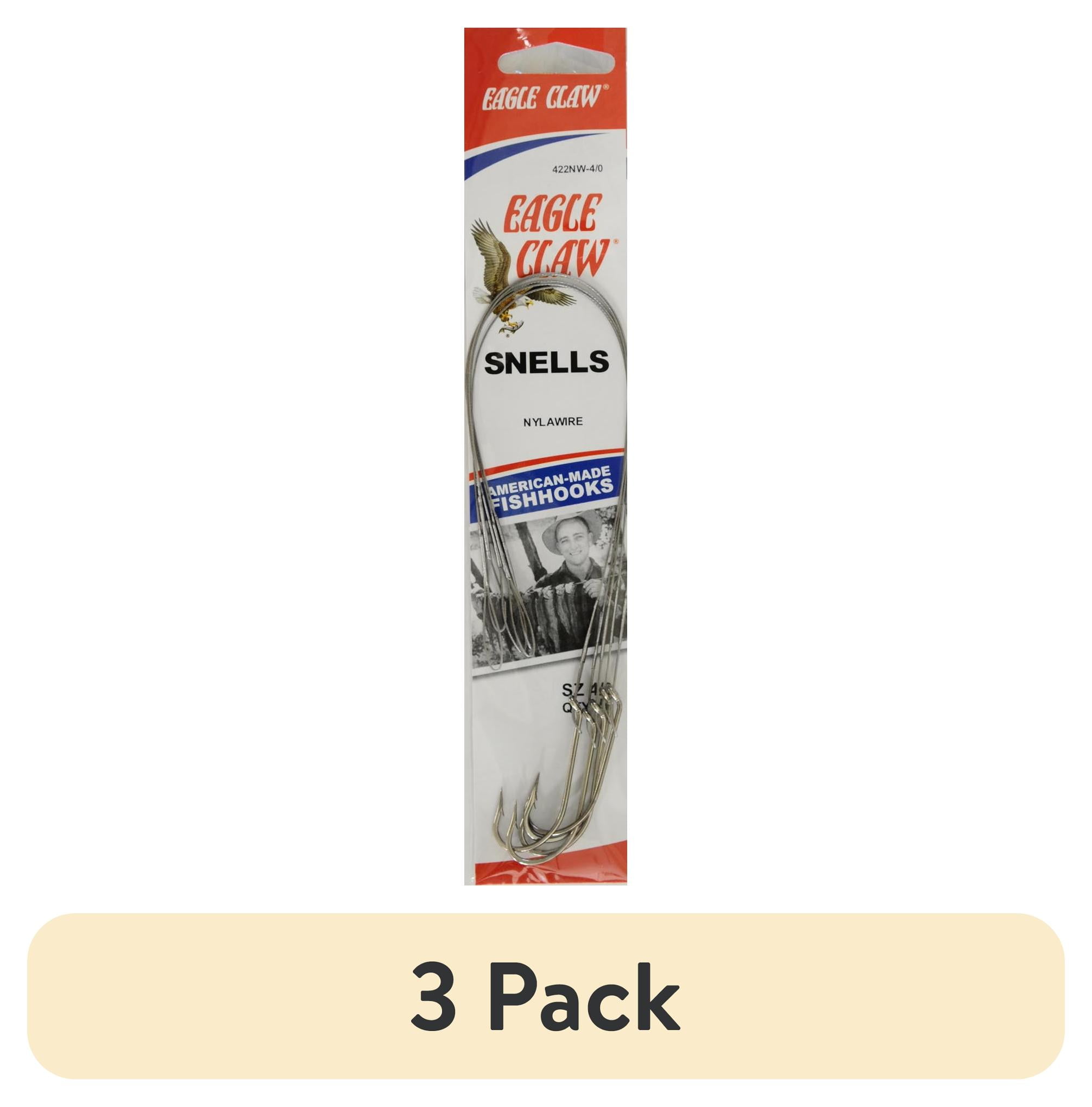 (3 pack) Eagle Claw 422NWH-4/0 Nylawire O'Shaughnessy Hook, Nickel, Size 4/0