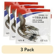 (3 pack) Eagle Claw 449WAH-1/0 Weedless Baitholder 2-Slice Non-Offset Hook, Bronze 1/0