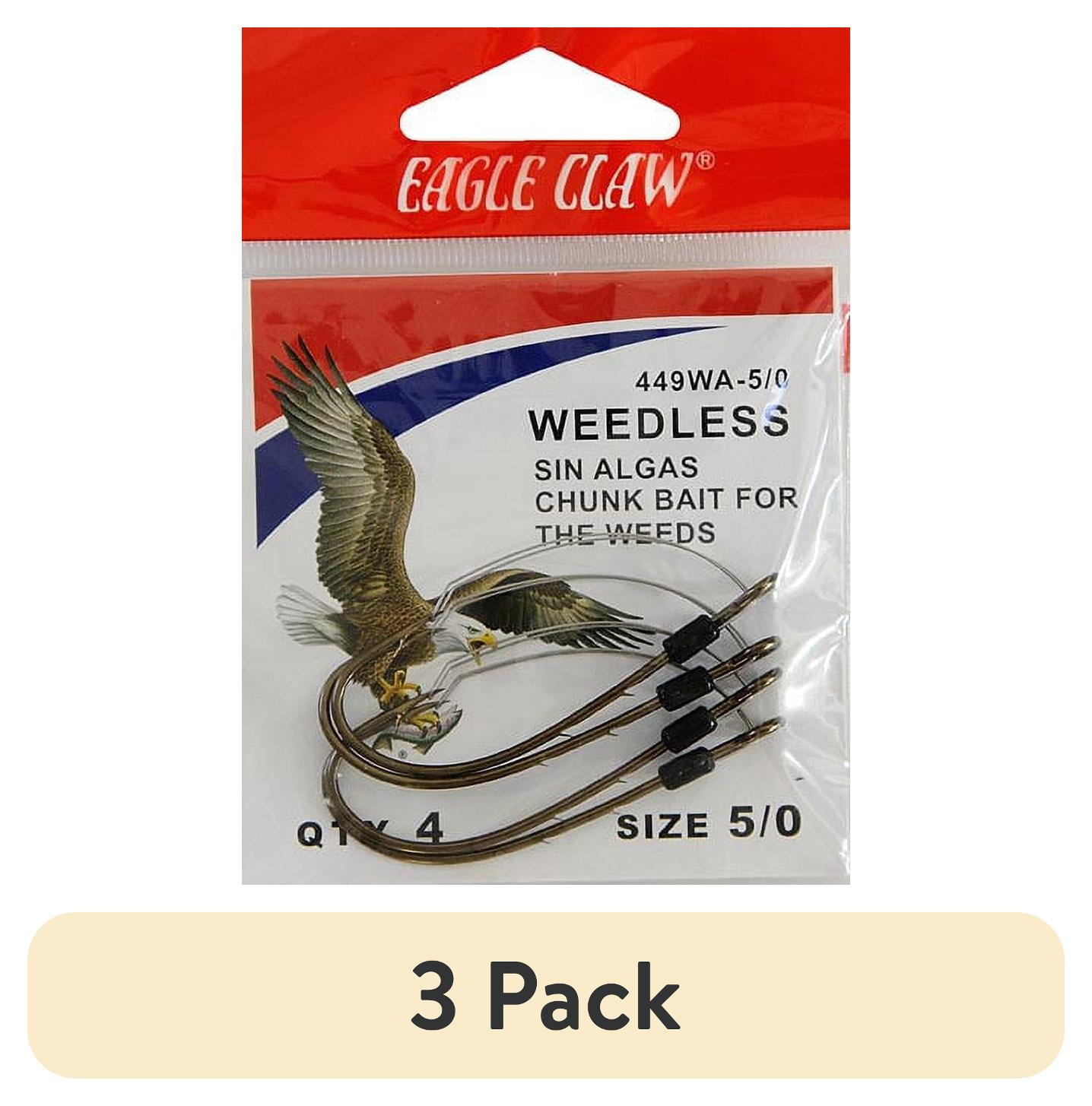 (3 pack) Eagle Claw 449WAH-5/0 Weedless Baitholder Hook, Bronze, Size 5/0 Hook