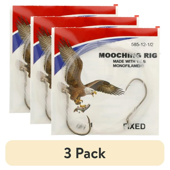 (3 pack) Eagle Claw 585H-12-1/2 Salmon Fixed Mooching Rig, Assorted Size