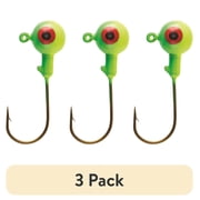 (3 pack) Eagle Claw Ball Head Fishing Jig, Lime & Chartreuse, 1/16 oz.