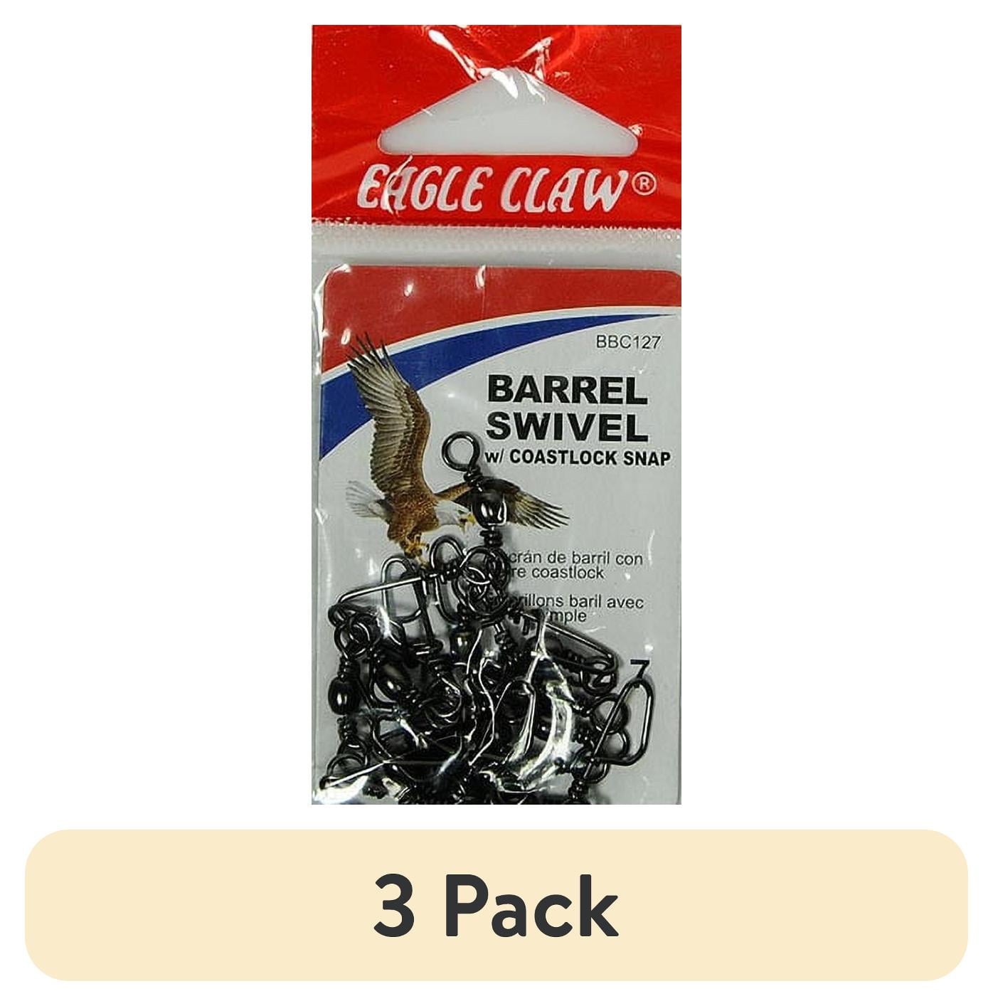 (3 pack) Eagle Claw Barrel Swivel with Coastlock, Black