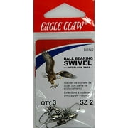 (3 pack) Eagle Claw Fishing, BBN2 Ball Bearing Interlock Swivel, Nickel, Size 2