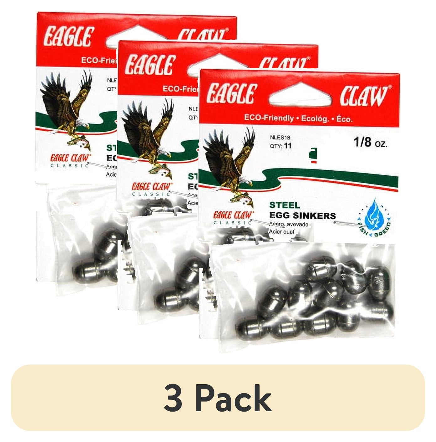 (3 pack) Eagle Claw Fishing, NLES18 Steel Egg Sinker, 1/8 oz.