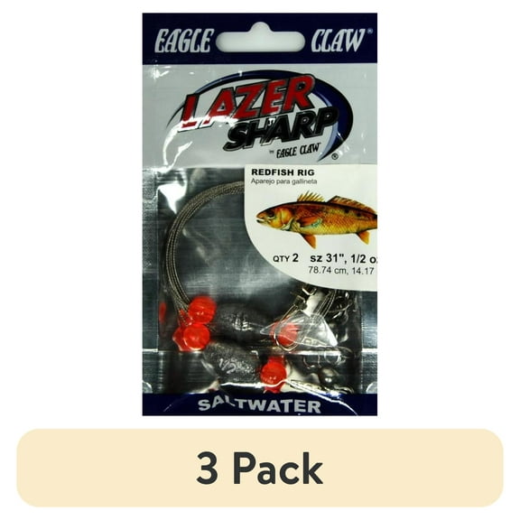 (3 pack) Eagle Claw Lazer Sharp 31" Redfish Rig with 1/2 oz. Egg Sinker, 2 Pack