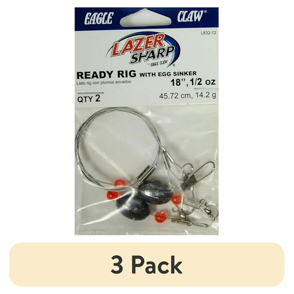 (3 pack) Eagle Claw Lazer Sharp L832-12 Ready Rig Saltwater.
