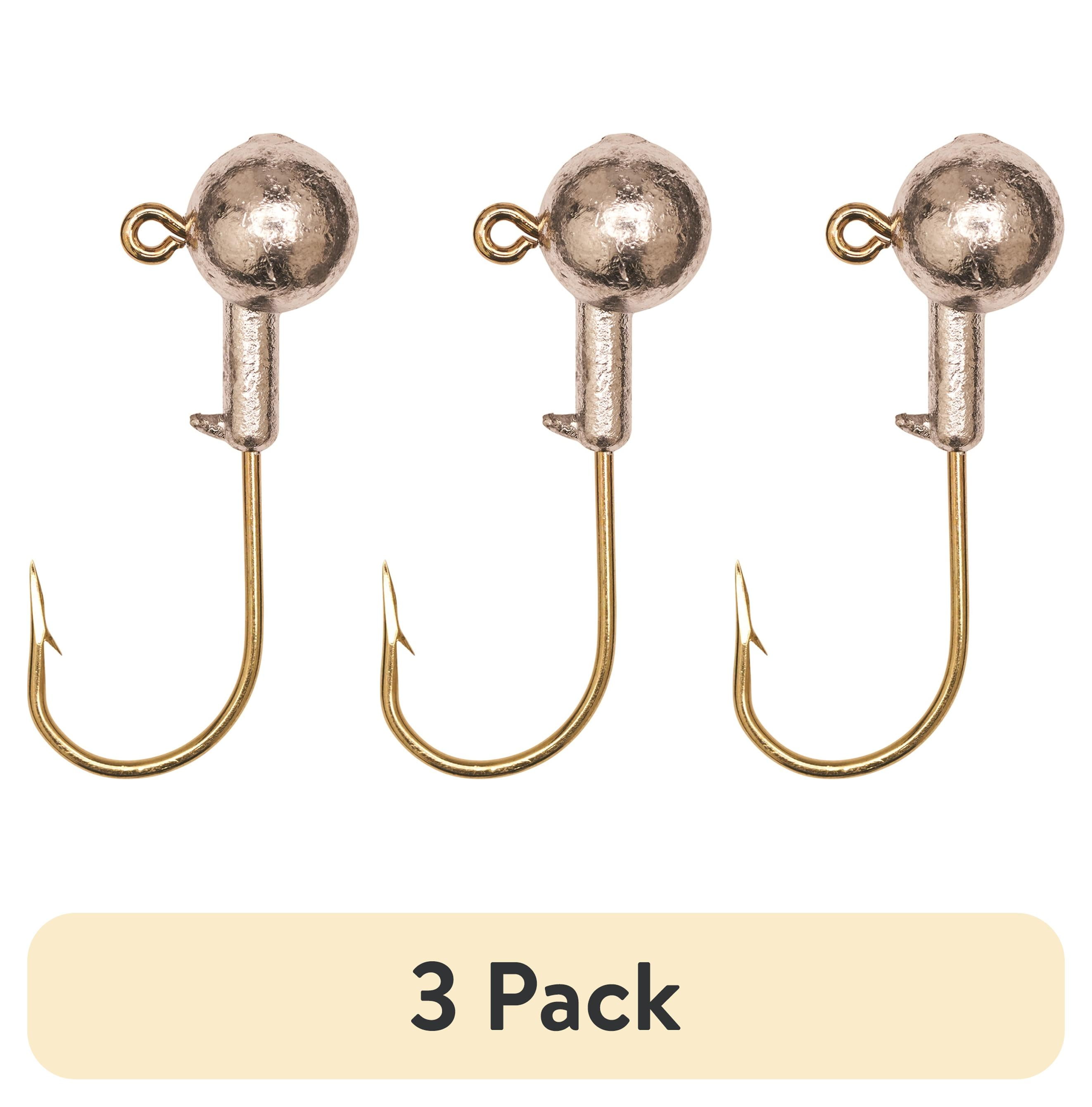 (3 pack) Eagle Claw Lazer Sharp Saltwater Round Ballhead Fishing Jig, Unpainted, 1/2 oz., SWBH12