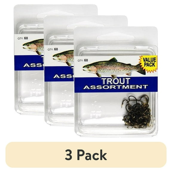 (3 pack) Eagle Claw SPTRTW Trout Tackle Assortment, 60 Piece Kit, with Assorted Sizes
